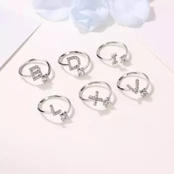 Регулируемое открытое кольцо с алфавитом от А до Я, обручальное кольцо для пары, ювелирный аксессуар, подарок R