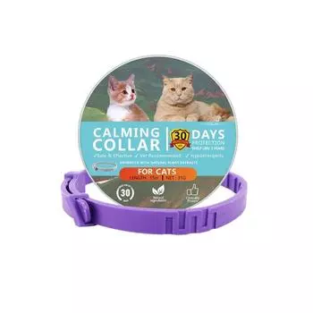 Регулируемое ожерелье для собак и кошек TPR Товары для питомцев Портативный успокаивающий ошейник для питомцев Собаки Purple-Cat boxed-38cm