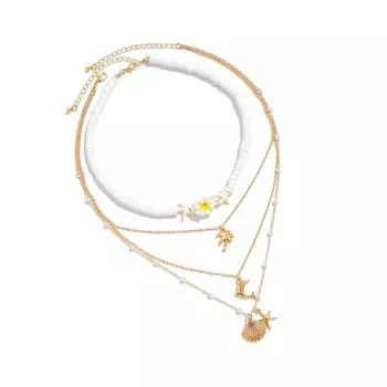 Регулируемое ожерелье из мягких керамических бусин для женщин, легкая многослойная цепочка на шею, богемные натуральные пляжные украшения B