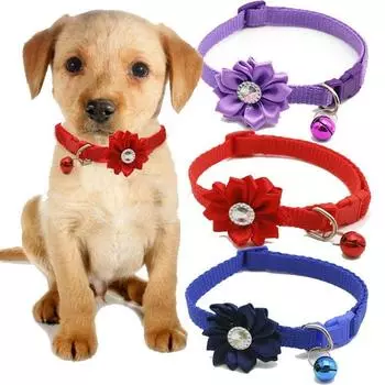 Регулируемое ожерелье с цветком для кошки, милое кольцо на шею для собаки, разноцветный колокольчик для питомца, ошейник с цветком для вечеринки для питомцев жёлтый
