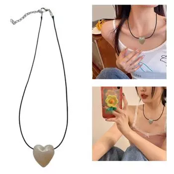 Регулируемое ожерелье с подвеской в виде сердца, красочное ожерелье с подвеской в виде сердца, модное колье, украшение на шею для вечеринок 6