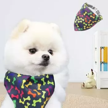 Регулируемое полотенце для слюны домашних животных Шарф с изображением мультяшной собаки Практичная фотография полотенца с изображением треугольника для собак S-Style E