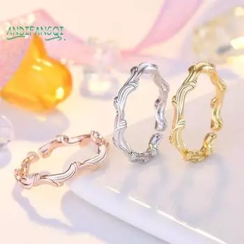 Регулируемое поворотное кольцо — неправильная геометрическая форма, роскошное гальваническое покрытие, гипоаллергенное. розового золота