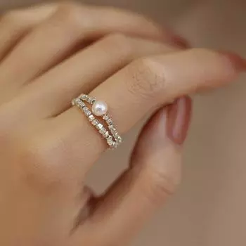 Регулируемое простое кольцо на палец, изысканное кольцо с имитацией жемчуга, сломанное серебряное кольцо, подарок Style 2