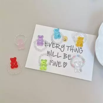 Регулируемое прозрачное кольцо-медведь Допаминовые эластичные кольца для суставов Цветное кольцо-медведь на палец Пружина розовый