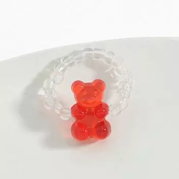 Регулируемое прозрачное кольцо с медведем, эластичные кольца для суставов, красочное кольцо с медведем для девочек розовый