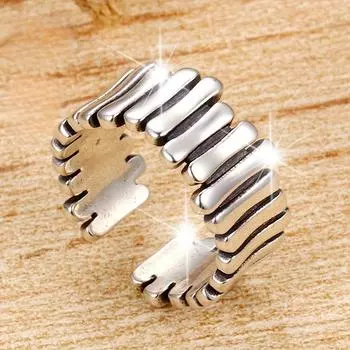 Регулируемое серебристое кольцо в винтажном стиле — уникальный геометрический дизайн, идеально подходит для вечеринок Adjustable Opening