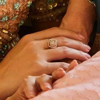 Регулируемое сверкающее кольцо Estele с покрытием из розового золота и CZ для женщин