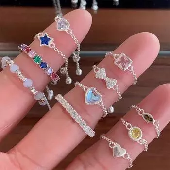 Регулируемое выдвижное кольцо из циркония цвета дофамина для женщин – штабелируемое, уникальное и простое в использовании