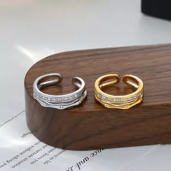 Регулируемое женское кольцо из бамбука и циркония, модное, индивидуальное, простое, чистое, для девушек, летнее, пляжное, отпускное, ювелирное кольцо для свадебной вечеринки