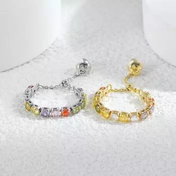 Регулируемое женское кольцо с разноцветным циркониевым коготь-цепочка, женское премиальное кольцо на палец, выдвижное кольцо на указательный палец, ювелирные изделия для свадебной вечеринки