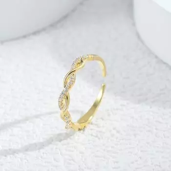 Регулируемое женское кольцо в стиле ретро Ins, персонализированное циркониевое кольцо, витое разомкнутое кольцо, нежное студенческое кольцо, ювелирные изделия для свадебной вечеринки