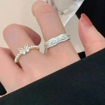 Регулируемое женское открытое кольцо с искусственным жемчугом, декор из сплава, бант из кубического циркония, мягкий