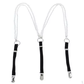 Регулируемые эластичные жемчужные подтяжки с Y-образной спинкой и кристаллами белый