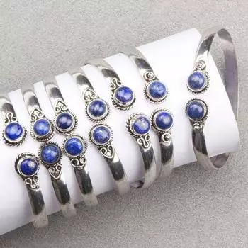 Регулируемые браслеты для женщин, браслеты-манжеты из драгоценных камней лазурита, ювелирные изделия оптом, браслет Free Size синий