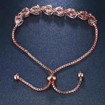 Регулируемые браслеты из кубического циркония с цирконием для женщин в белом/розово-золотом цвете