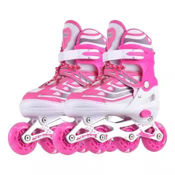 Регулируемые детские роликовые коньки с подсветкой для мальчиков и девочек, удобные для начинающих, экологически чистые, дышащие L красный