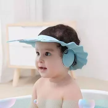 Регулируемые детские шапочки для душа, водонепроницаемая шапочка для мытья волос, для мальчиков и девочек, для купания, защита для ушей и глаз