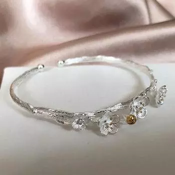 Регулируемые гальванические манжеты, круглые тонкие женские изделия, изысканный браслет с цветочным декором, элегантный браслет, ювелирные аксессуары