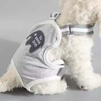 Регулируемые гигиенические штаны для домашних животных, мягкие функциональные подгузники с милым принтом медведя для щенков и собак S серый