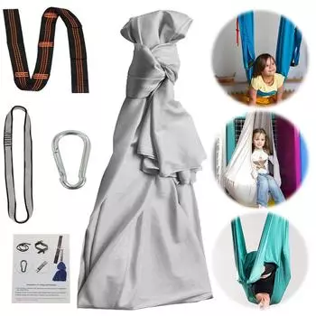 Регулируемые качели для терапии в помещении и на открытом воздухе Качели для объятий Лечебные и расслабляющие объятия Сенсорные качели для людей с аутизмом, синдромом Аспергера и синдромом дефицита внимания и гиперактивности синий