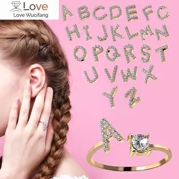 Регулируемые кольца с буквами A-Z для женщин, пары, алфавит, имя, мужские инициалы, кольцо для мужчин, свадебные украшения на палец, женские кольца