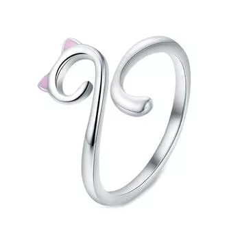 Регулируемые Кольца с Кошачьими Ушками из Пряжи, Украшение, Современные и Простые Кольца, Ювелирные Изделия, Персонализированный Аксессуар в Виде Кошачьих Колец на Палец розовый
