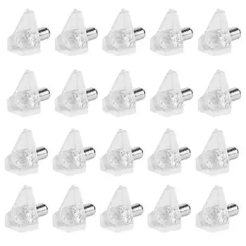 Регулируемые кронштейны для полок для шкафа, стеклянные панели для шкафа, деревянные панели, прозрачные колышки для полок 20pcs