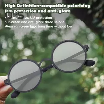 Регулируемые круглые солнцезащитные очки с металлической оправой, нескользящие, с защитой от ультрафиолета, поляризованные очки для мужчин и женщин, для отдыха на природе, на пляже, для рыбалки, вождения, езды на велосипеде, очки для очков чёрный