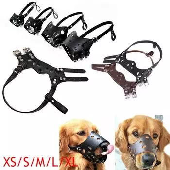 Регулируемые маски для защиты от укусов домашних собак из мягкой искусственной кожи, сетчатые маски для рта и рта XS чёрный