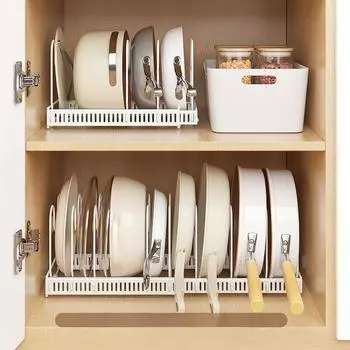 Регулируемые масштабируемые держатели для крышек кастрюль Стеллажи для хранения Выдвижные держатели для крышек кастрюль и подставки для сковородок Органайзер Полки Кухонные принадлежности