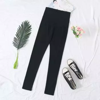 Регулируемые однотонные брюки для беременных на весну и лето