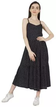 Регулируемые платья на тонких бретелях Bimba для женщин, повседневные летние принты, макси из вискозы 3XL чёрный