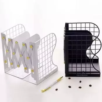 Регулируемые подставки для книг в скандинавском стиле, прочная настольная металлическая книжная полка, прочная настольная стойка для журналов и бумаг Mesh Black