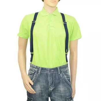 Регулируемые подтяжки унисекс с 2 пряжками, нескользящие съемные X-образные зажимы для рубашки на спине, эластичные аксессуары для подтяжек темно-синий