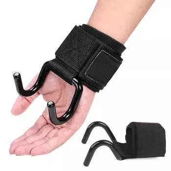 Регулируемые прочные стальные крючки с крючками, ремни для тяжелой атлетики, силовые тренировки, тренажерный зал, фитнес, черные ремни для поддержки запястий чёрный