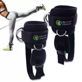 Регулируемые ремни для фитнеса, 4 D-образных кольца для кабельных тренажеров, удобные неопреновые манжеты на щиколотке, тренажер для тренировок розовый