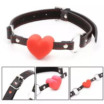 Регулируемые силиконовые кляпы, секс-ограничения, игрушка для связывания рта Pink Ball+Heart Belt