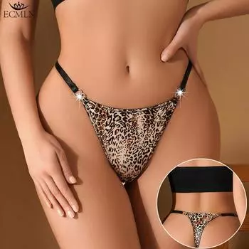 Регулируемые стринги с леопардовым принтом больших размеров, женские трусики-стринги без показа, нижнее белье для женщин, стринги с леопардовым принтом M