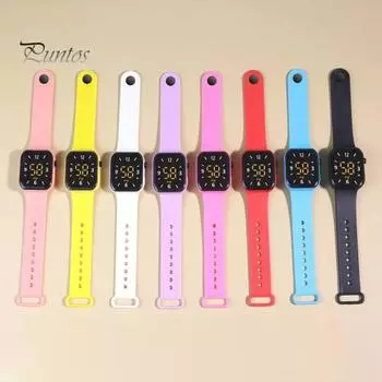 Регулируемые точные студенческие часы с квадратным циферблатом, силиконовый ремешок, светодиодный дисплей, электронные наручные часы, модные аксессуары чёрный