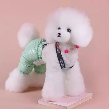 Регулируемые зимние теплые подтяжки на хлопковой подкладке, брюки, комбинезоны, одежда для домашних животных XS зелёный