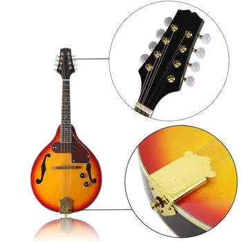Регулируемый 8-струнный электрический струнный инструмент в стиле мандолина из палисандра с накладкой на гриф с кабелем