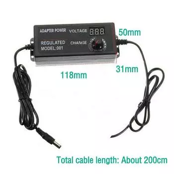 Регулируемый адаптер, переменное напряжение зарядки, 3–24 В, универсальный регулятор скорости, 100–240 В, вилка стандарта США 3V-12V 5A чёрный
