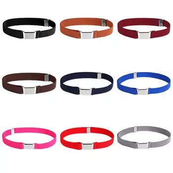 Регулируемый эластичный пояс из холста, эластичный пояс с пряжкой, детские эластичные ремни для девочек темно-синий