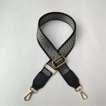 Регулируемый этнический ремень для сумки через плечо - широкий, универсальный аксессуар для женской сумки через плечо Gunmetal Black Buckle