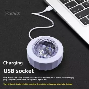 Регулируемый автомобильный диско-шар, супер яркий, USB-перезаряжаемый, мини-размер, портативный, активируемый звуком, многоцветный автомобильный диско-светильник чёрный