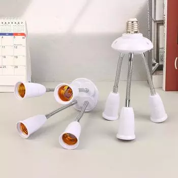 Регулируемый белый E27 цоколь разветвитель светодиодных лампочек держатель конвертер с удлинительным шлангом 3 4 5-канальный адаптер Lamp holder-2