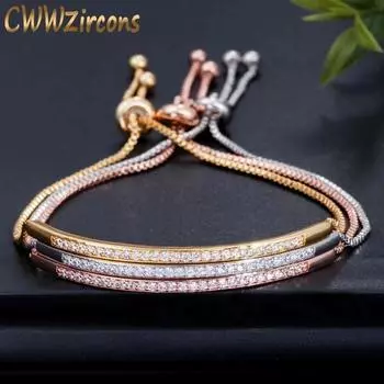 Регулируемый браслет для женщин Captivate Bar Slider Brilliant CZ Rose Gold Jewelry Pulseira Feminia CB089
