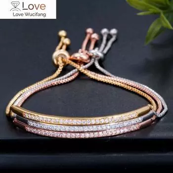 Регулируемый браслет для женщин Кристалл от австрийского Captivate Bar Slider Brilliant CZ Rose Gold Jewelry Pulseira
