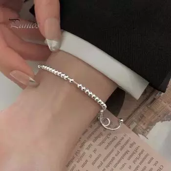 Регулируемый браслет из бусин Bolo, серебряный браслет-слайдер ручной работы для женщин, браслет-цепочка из сплава, подарок на юбилеи, дни рождения, Рождество серебряный